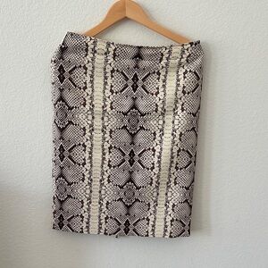 J. Crew Black and Cream Snake Print Pencil Skirt